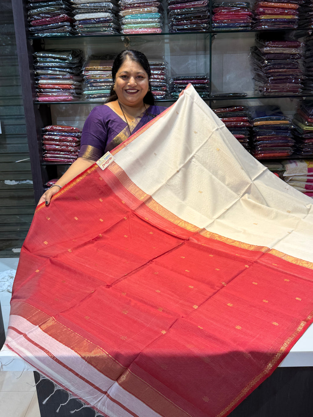 Contrast Colour Maheshwari Handloom Saree