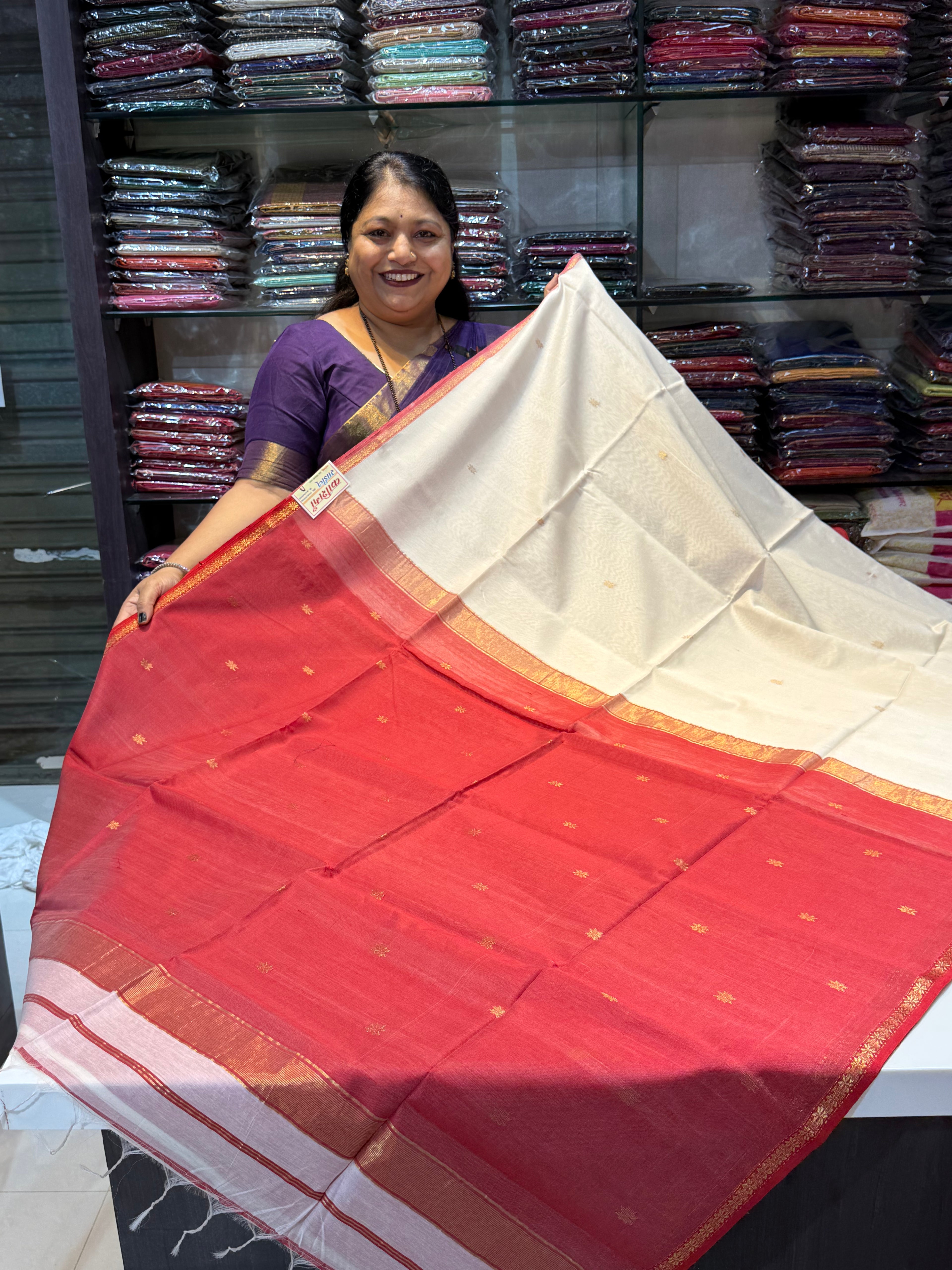 Contrast Colour Maheshwari Handloom Saree
