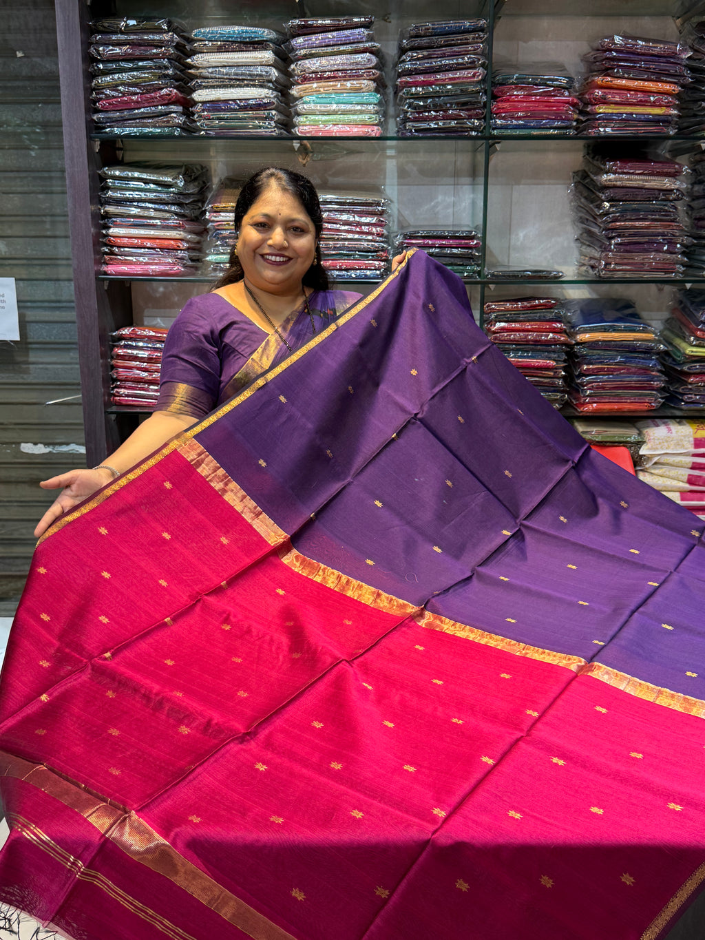 Contrast Colour Maheshwari Handloom Saree