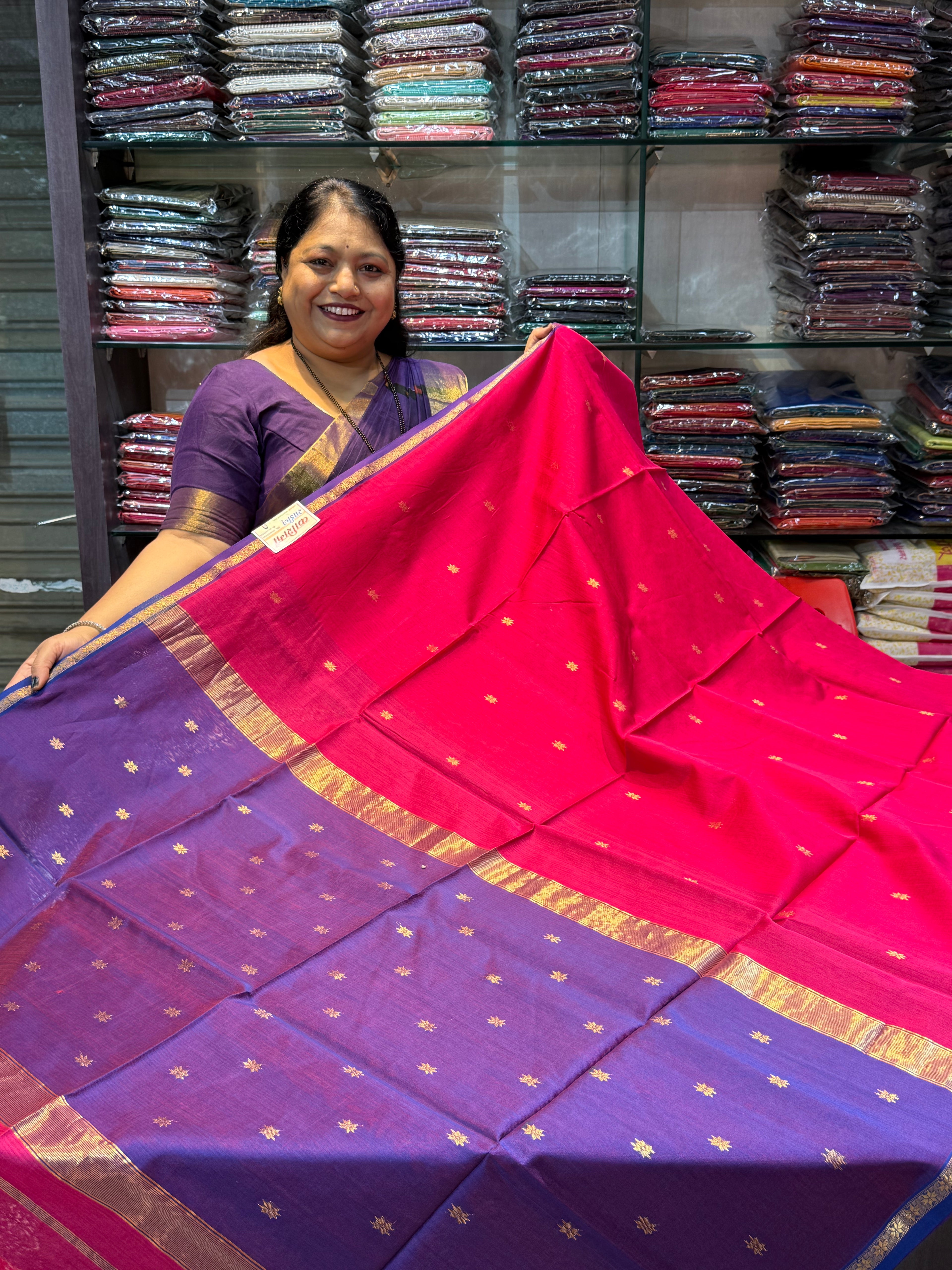 Contrast Colour Maheshwari Handloom Saree