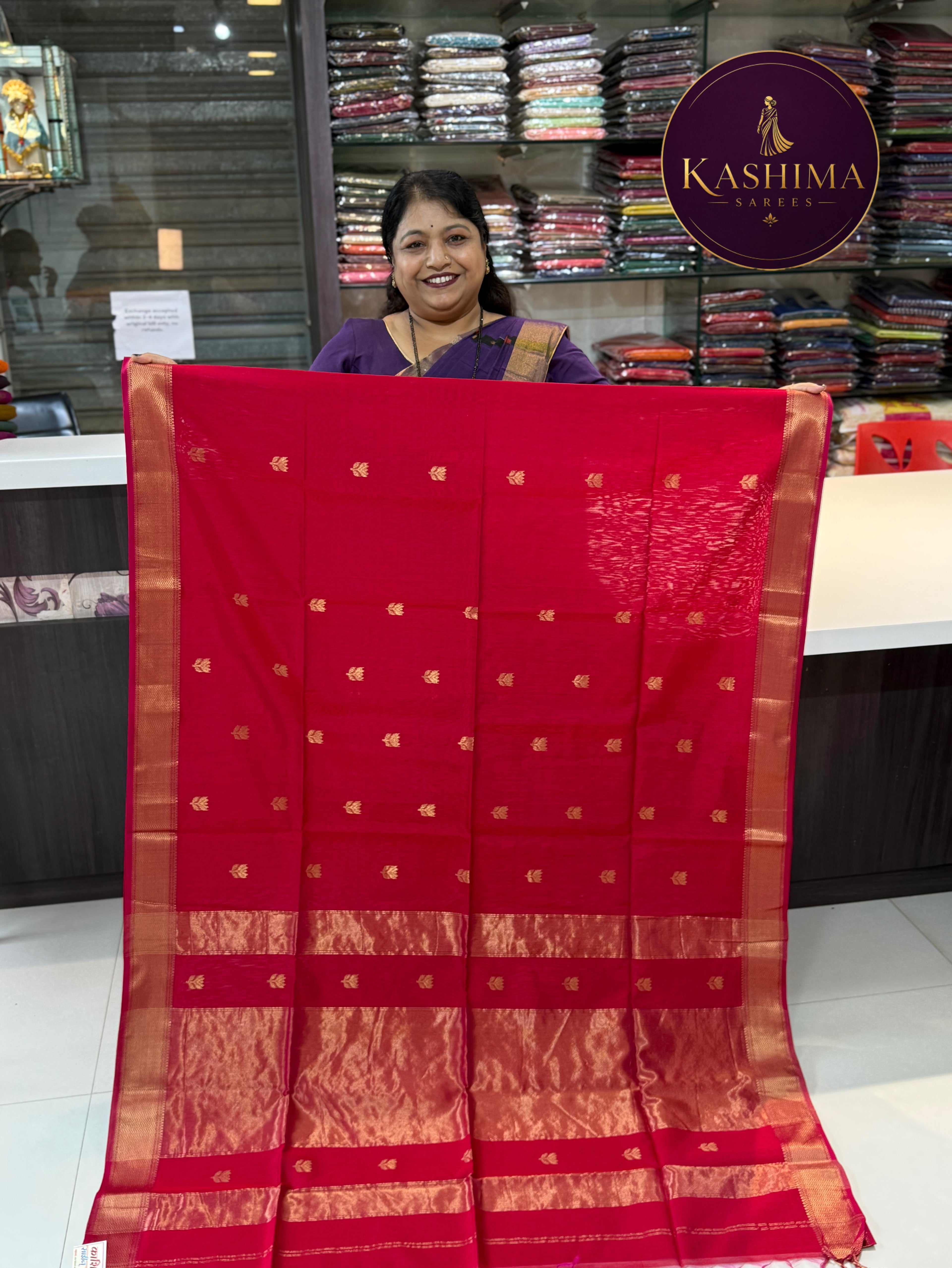Kaml Butta Maheshwari Handloom Saree