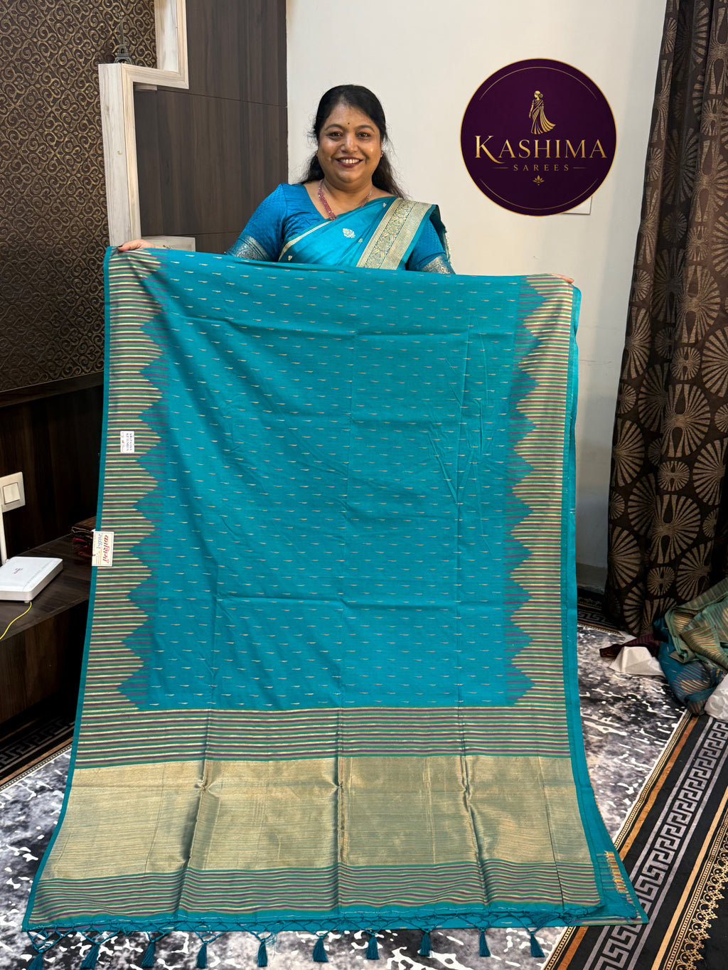 BAN-09 | Banarasi Lining Border Saree with Rich Pallu