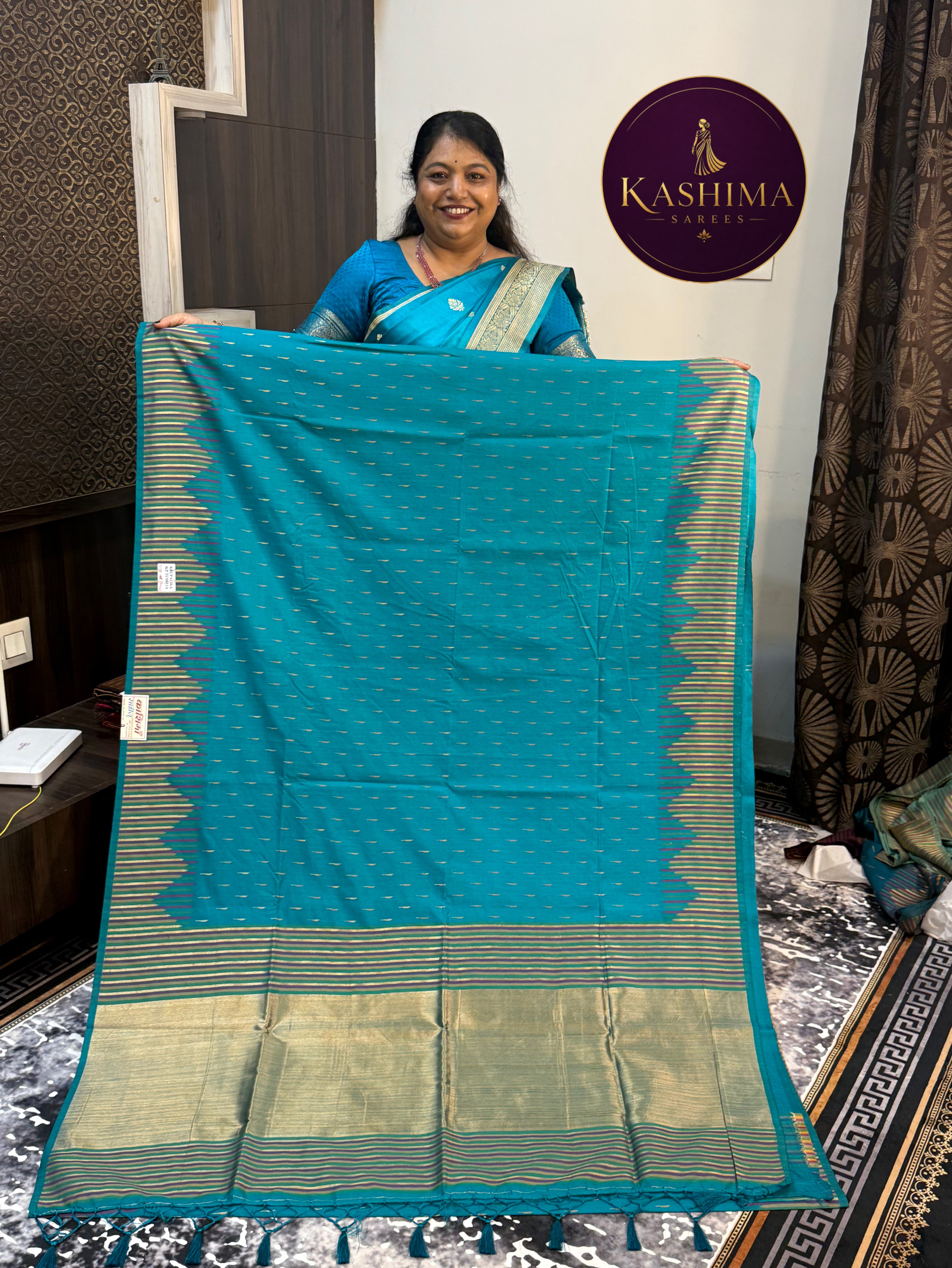 BAN-09 | Banarasi Lining Border Saree with Rich Pallu