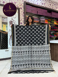 Black & White Hand Block Print Saree