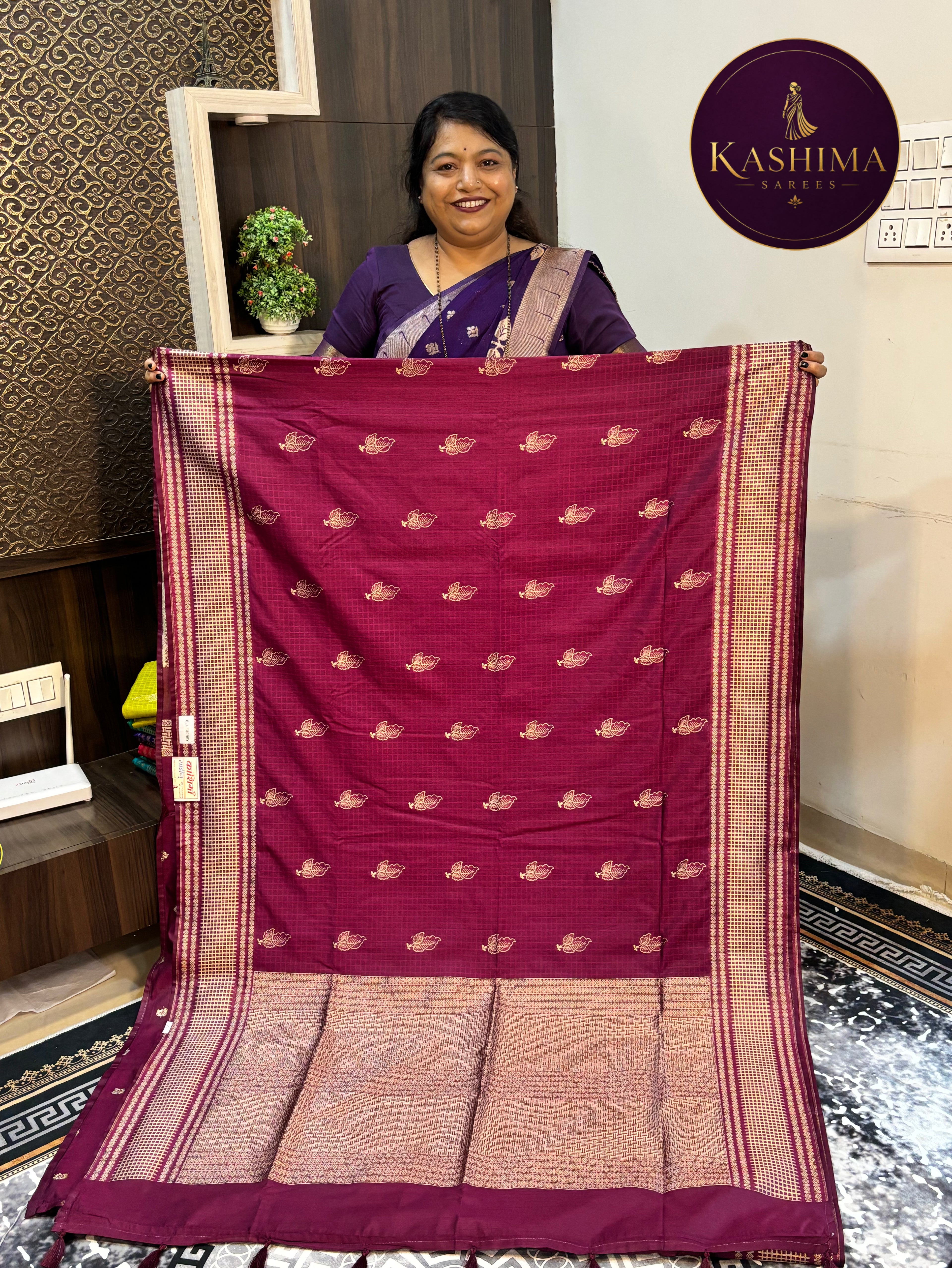 BAN-02 | Banarasi Zari Jute Leaves Butta Saree
