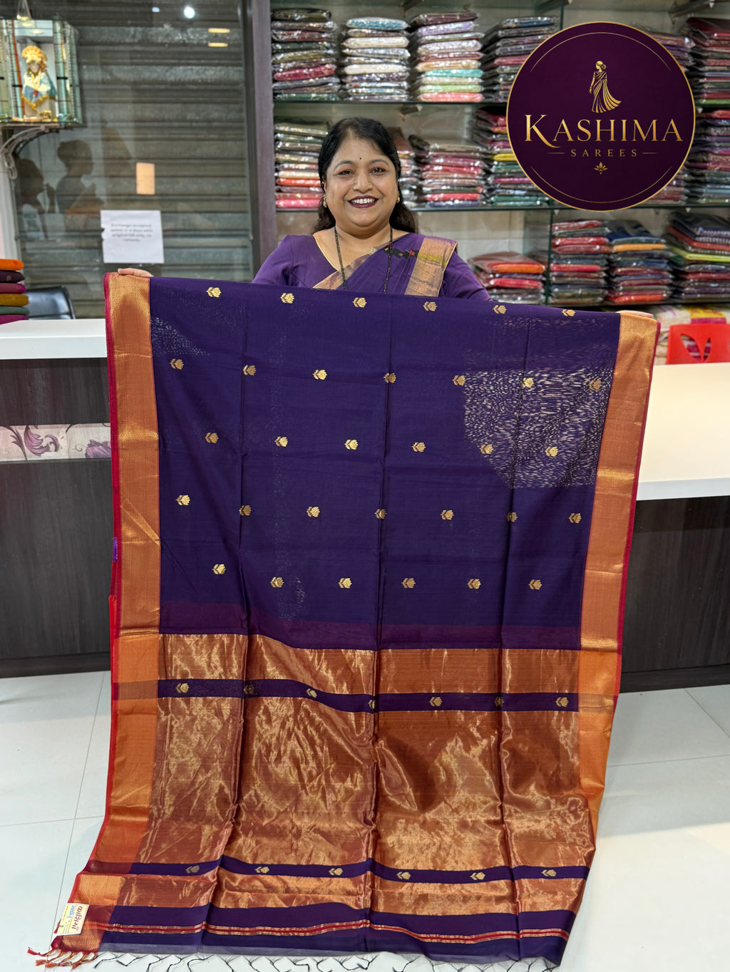 Kaml Butta Maheshwari Handloom Saree