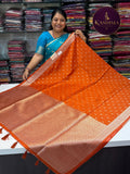 BAN-06 | Small Leaves Butta Saree with Silver Zari