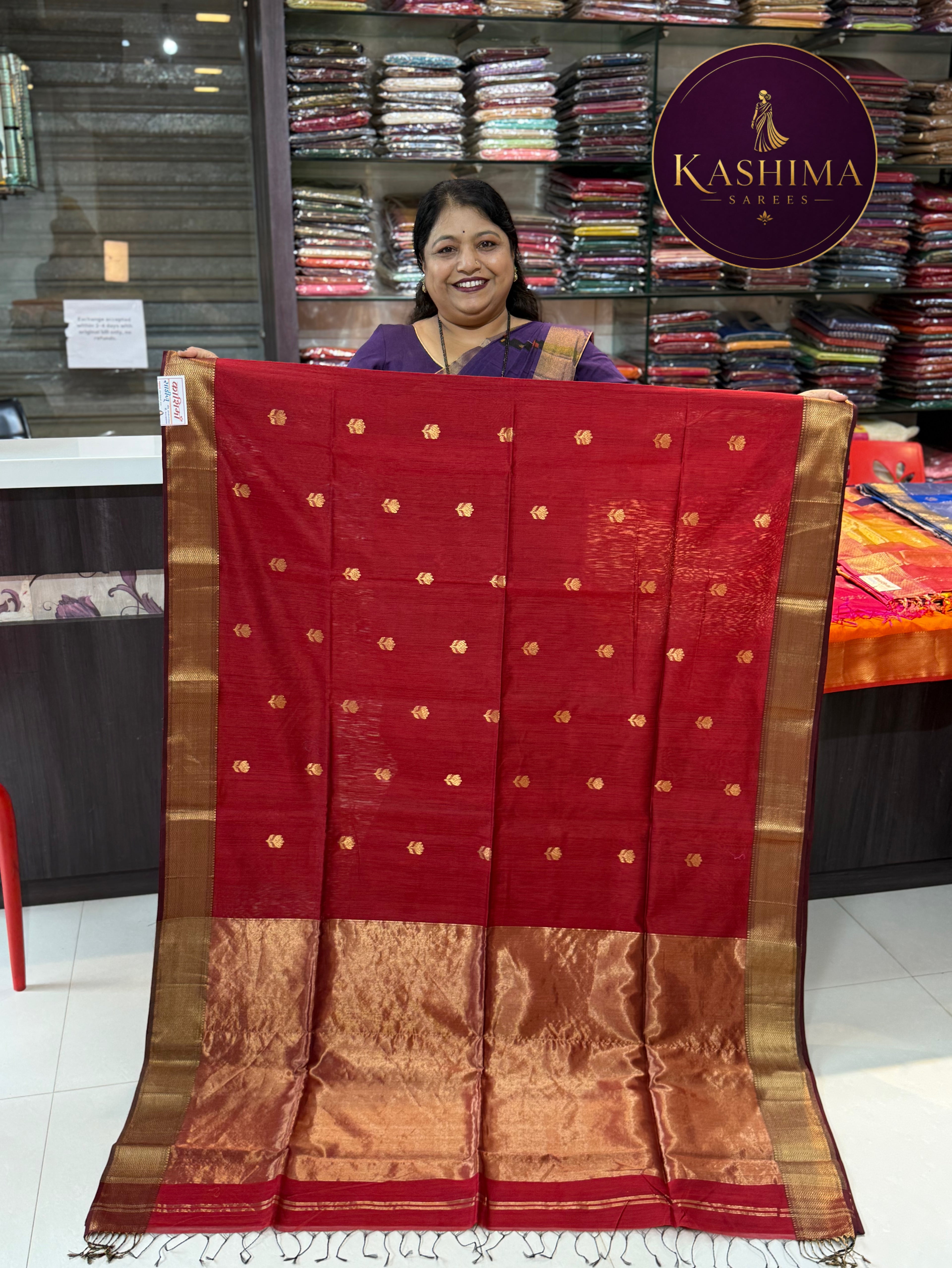 Kaml Butta Maheshwari Handloom Saree