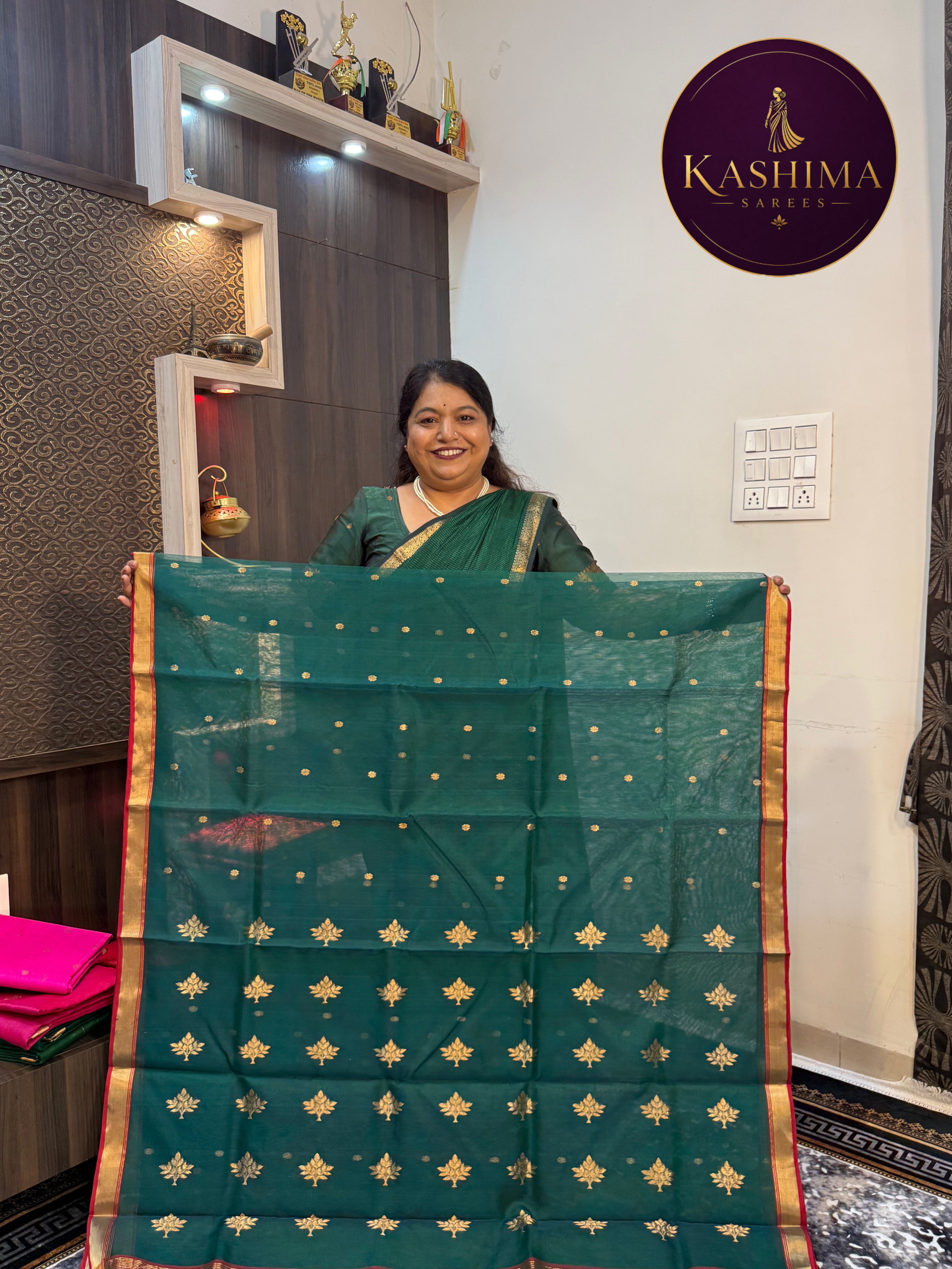 CHANDERI-02 | Elegant Handloom Chanderi Saree – Flower Butta