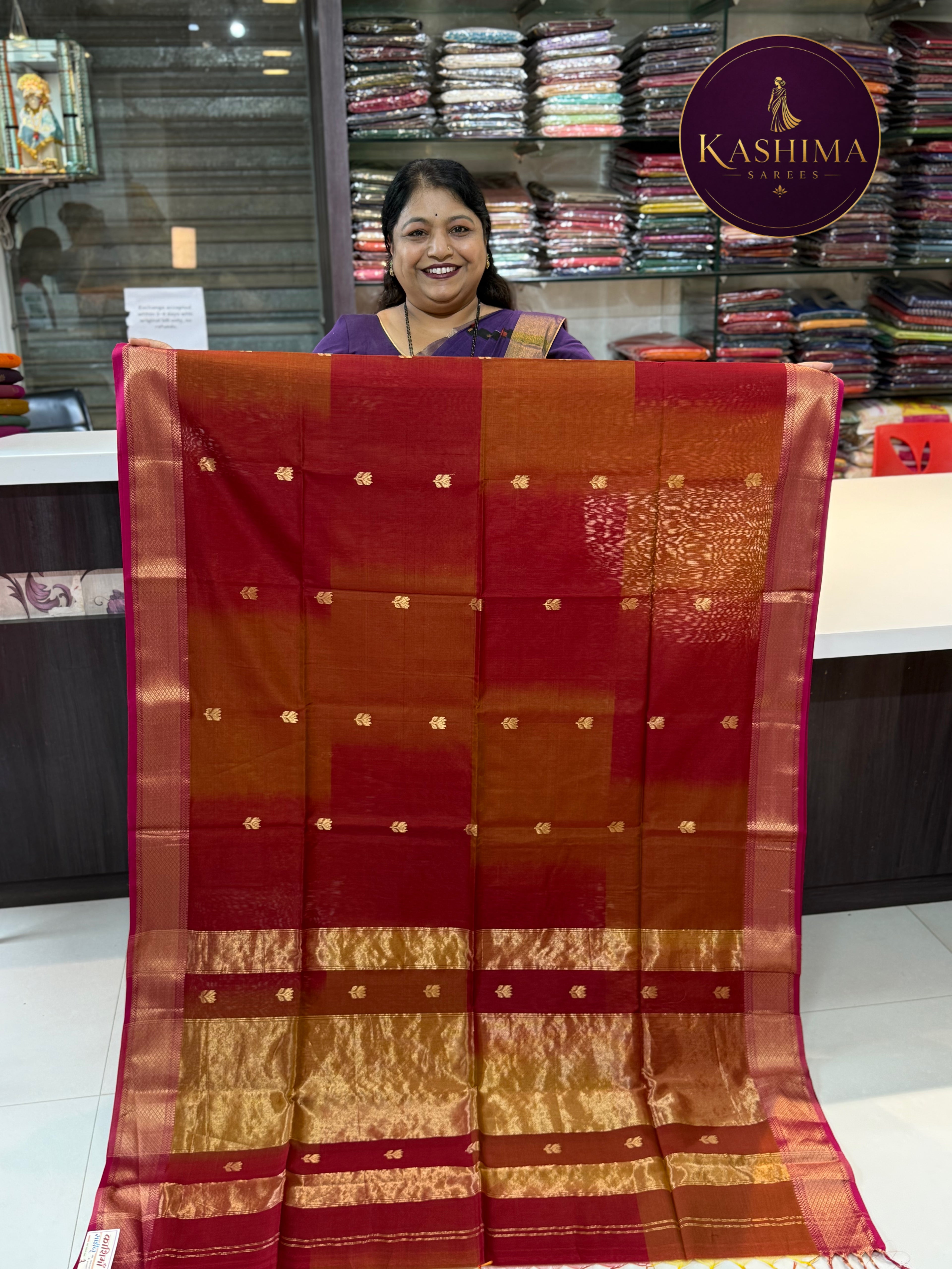 Kaml Butta Maheshwari Handloom Saree