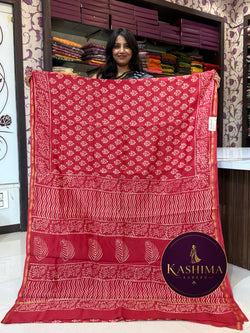 Vibrant Handblock Print Maheshwari Handloom Saree