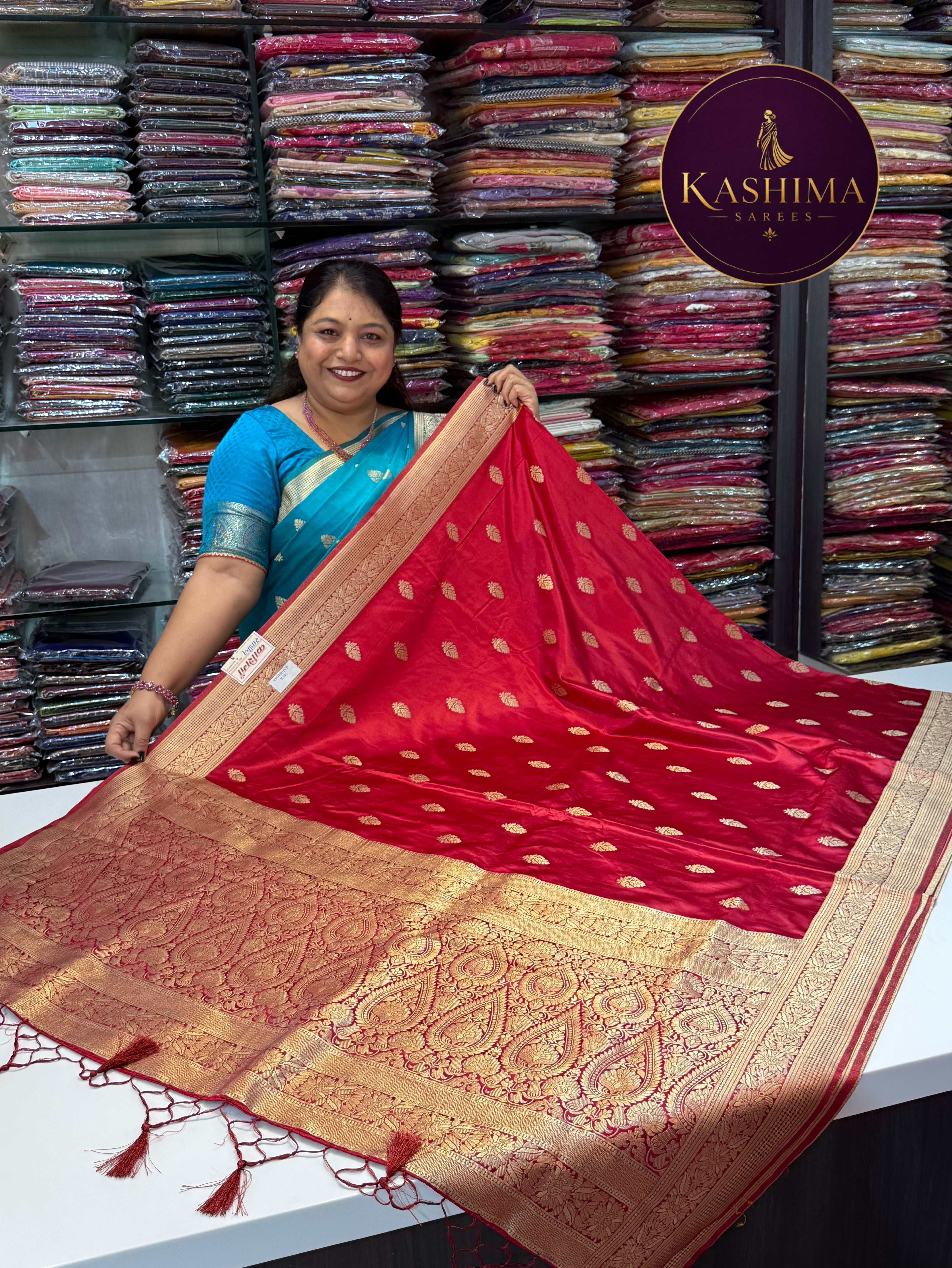 BAN-04 | Banarasi Zari Butta Satin Silk Saree