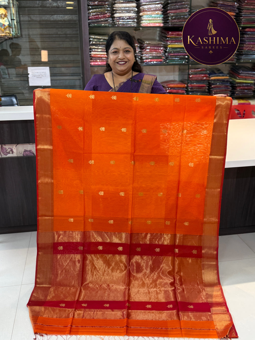 Kaml Butta Maheshwari Handloom Saree