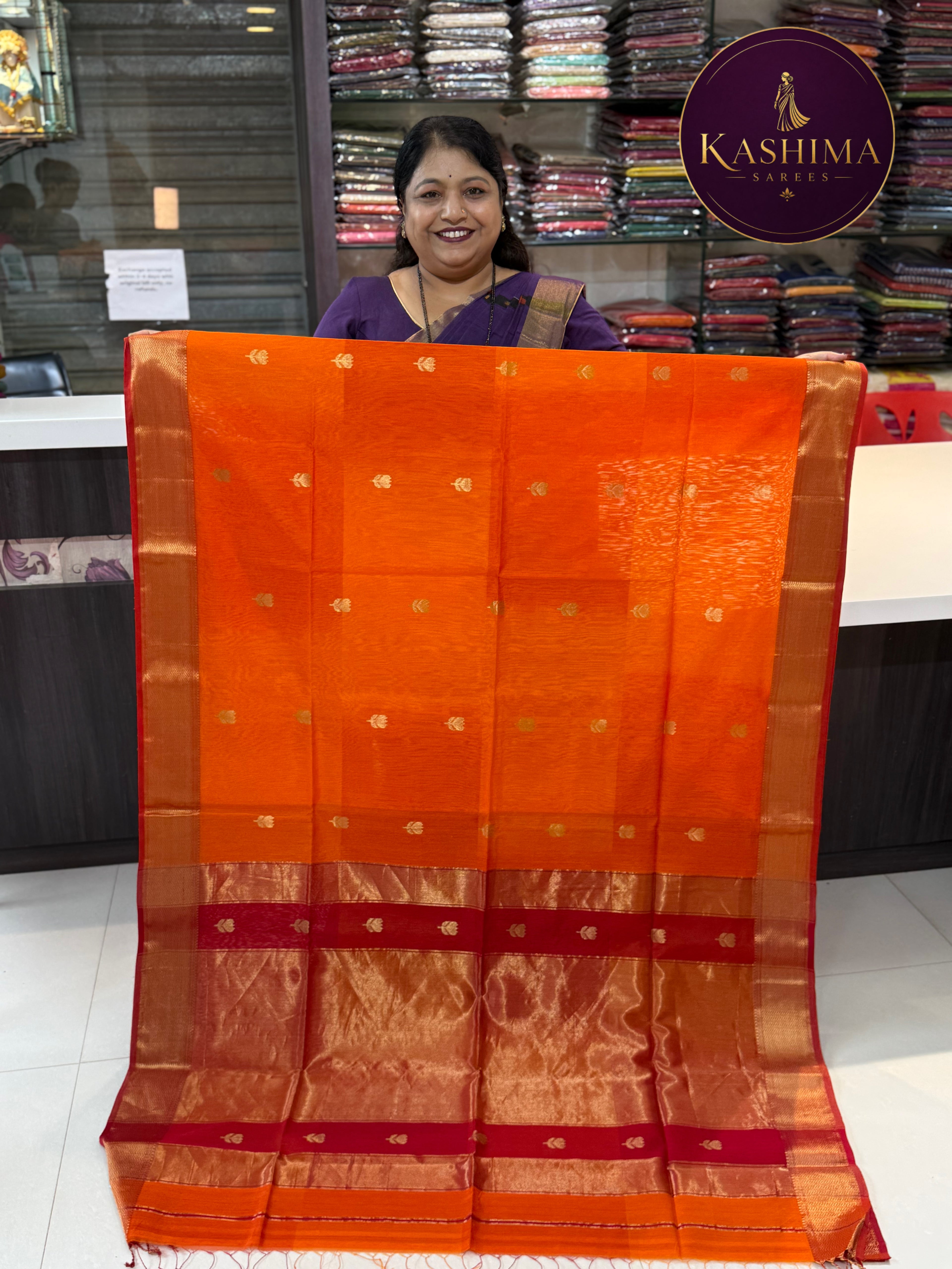 Kaml Butta Maheshwari Handloom Saree