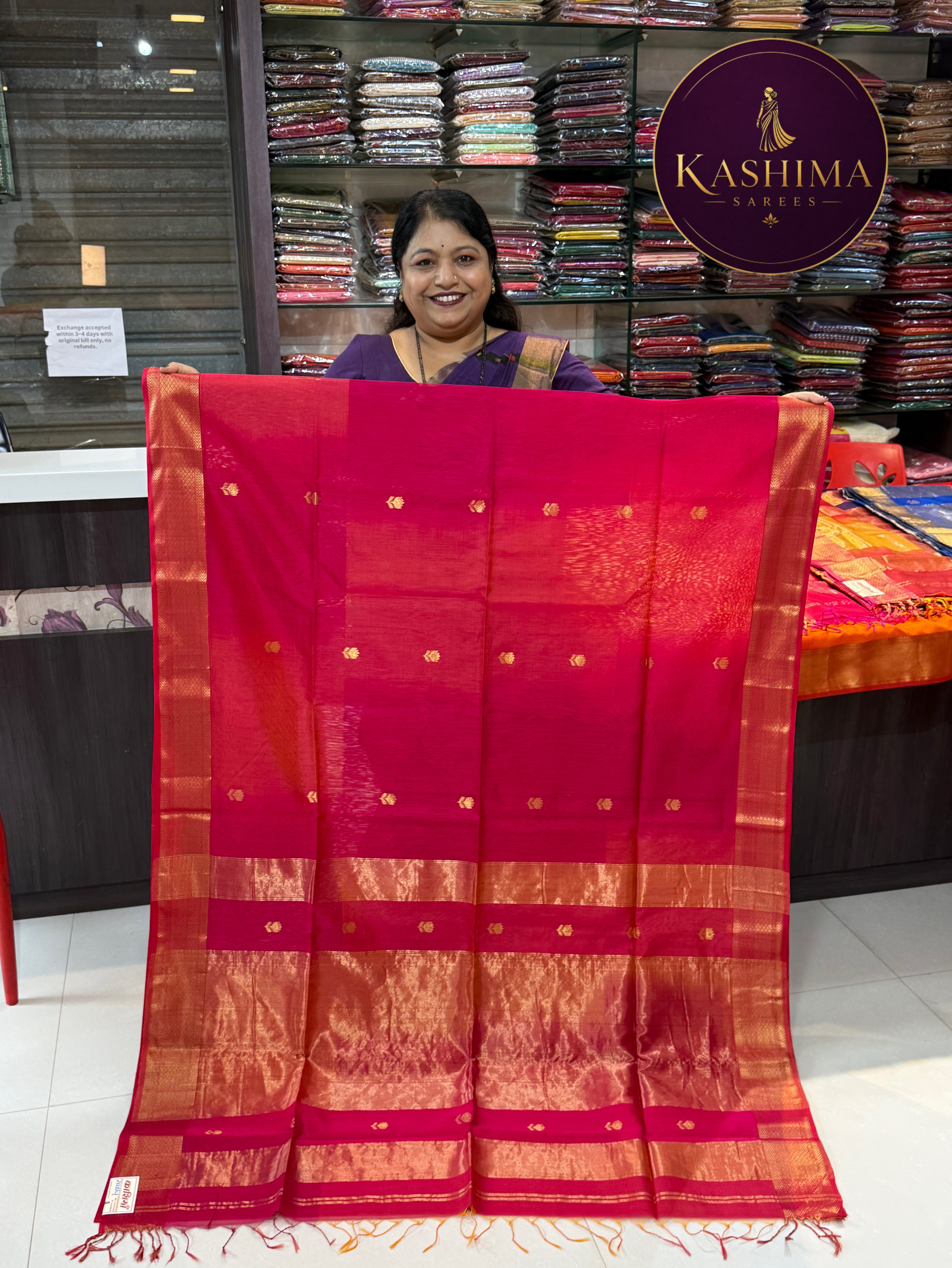 Kaml Butta Maheshwari Handloom Saree