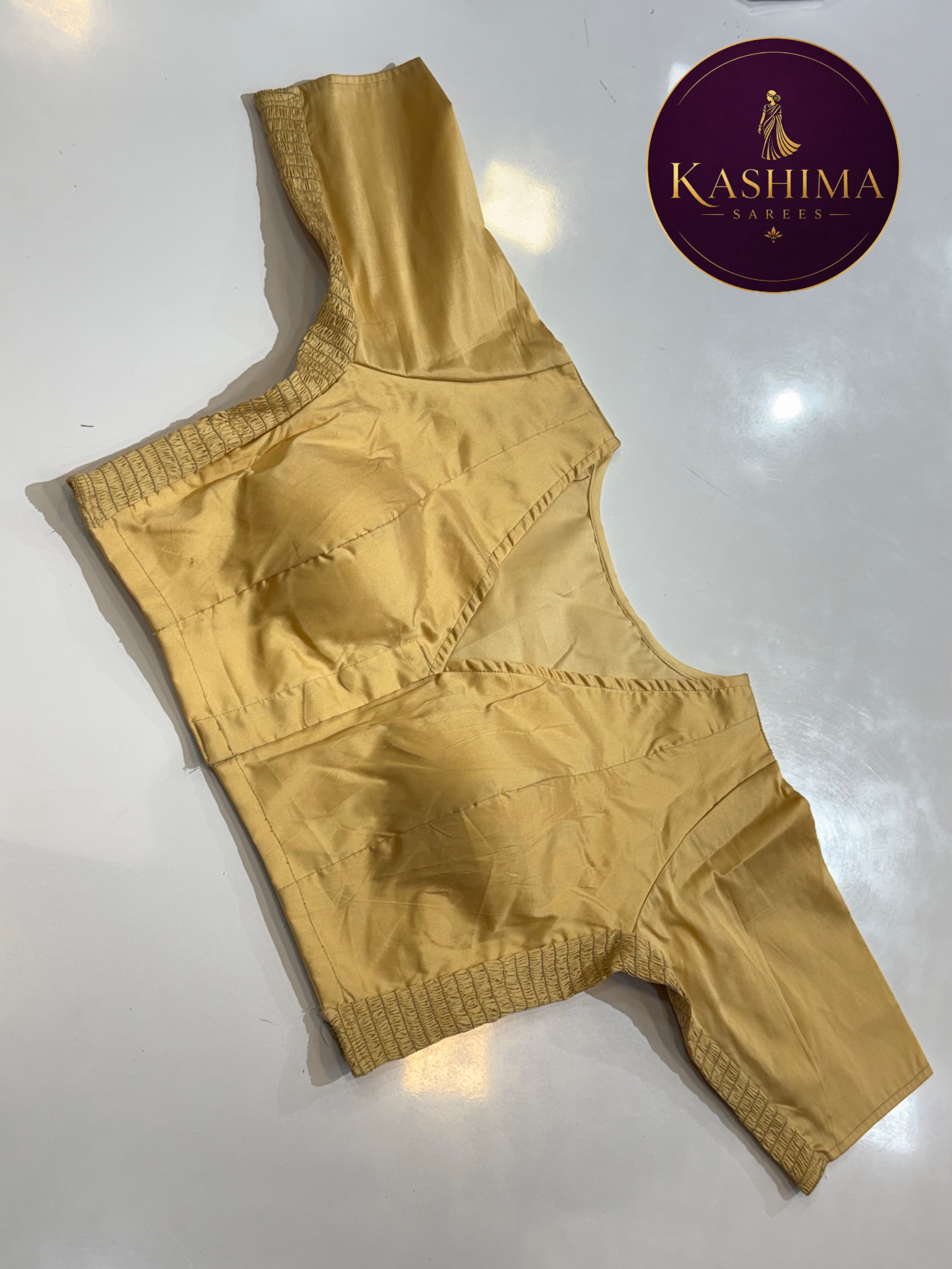 Plain Stretchable Padded Blouse – Elegant Golden
