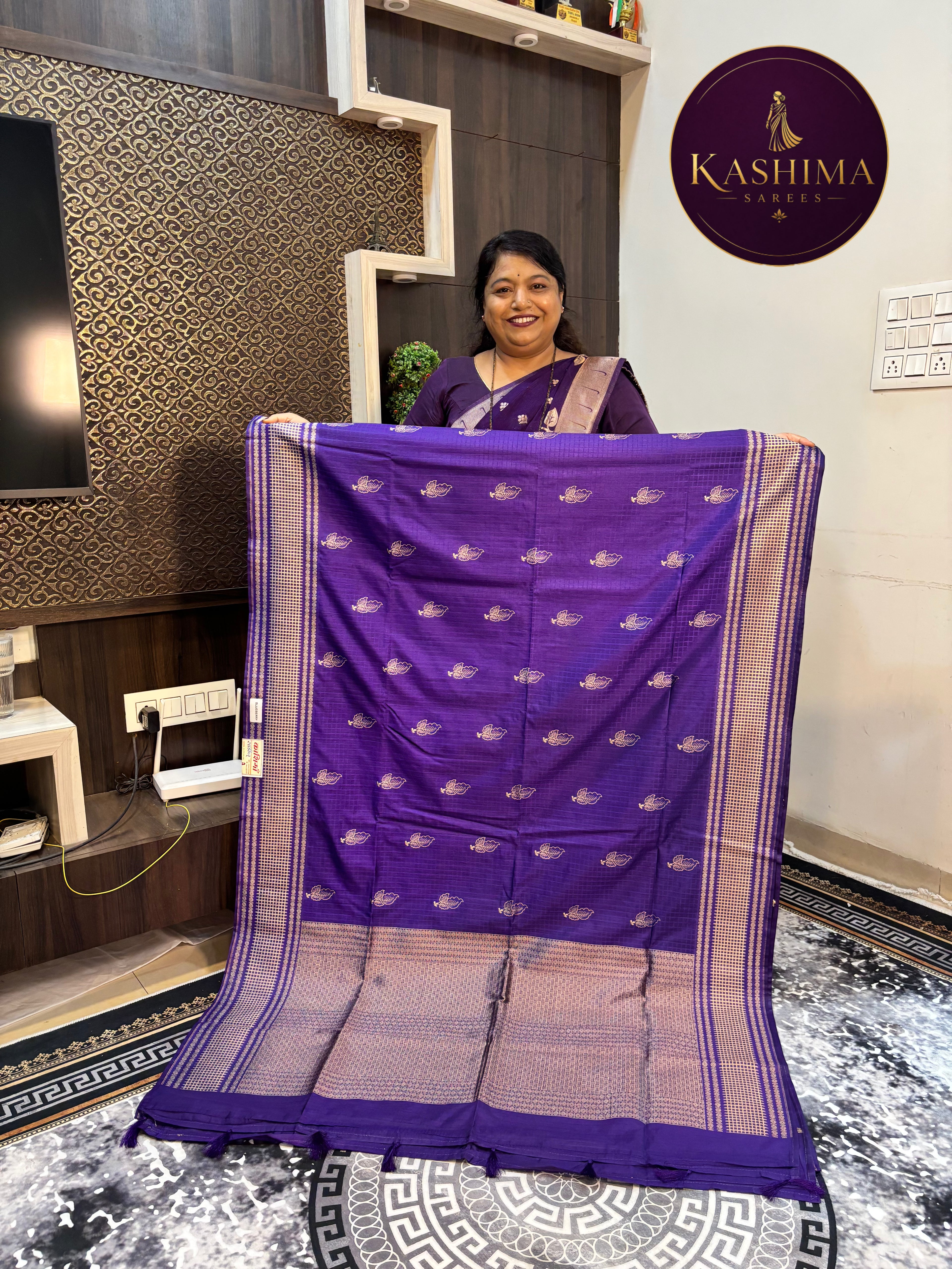 BAN-02 | Banarasi Zari Jute Leaves Butta Saree