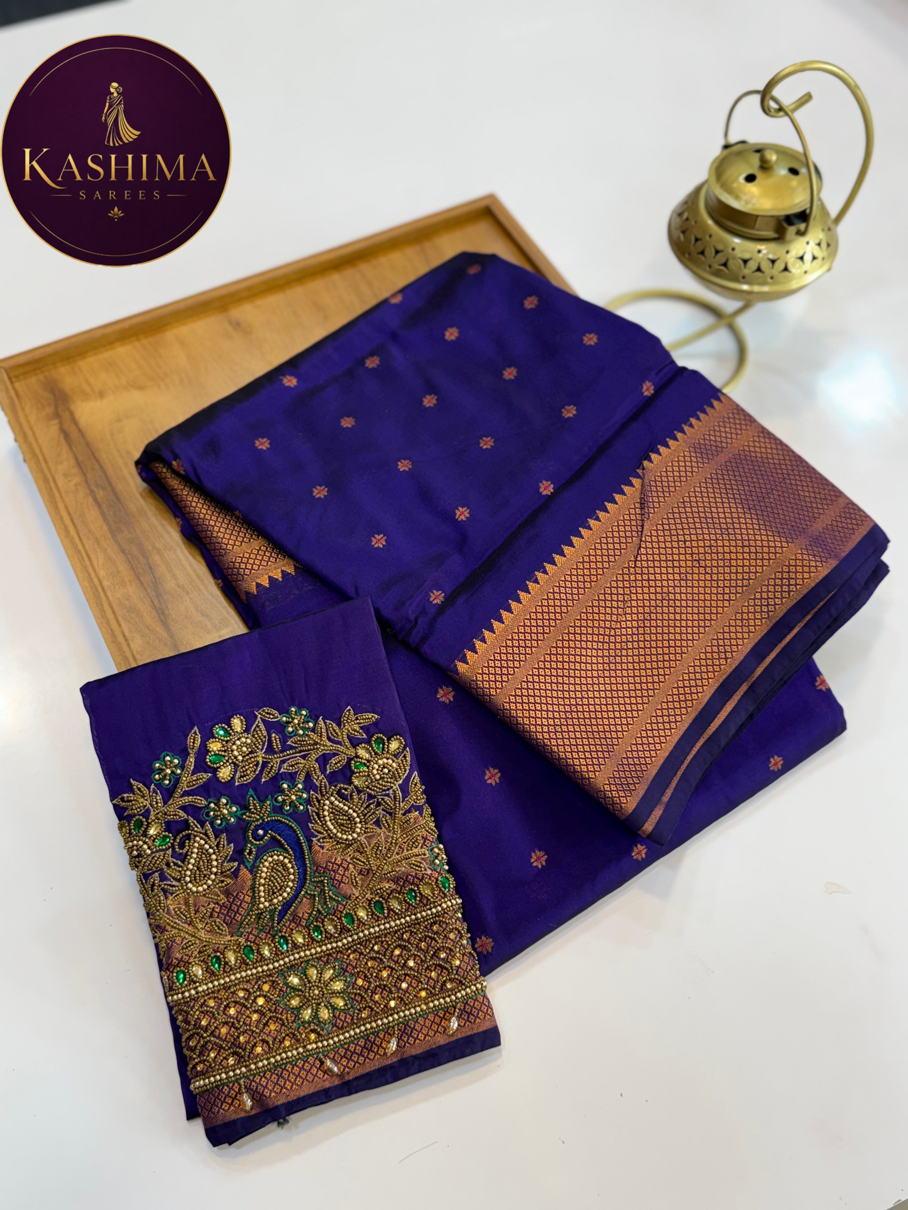 Kalanjali Paithani Silk Saree with Aari Work Silk Blouse
