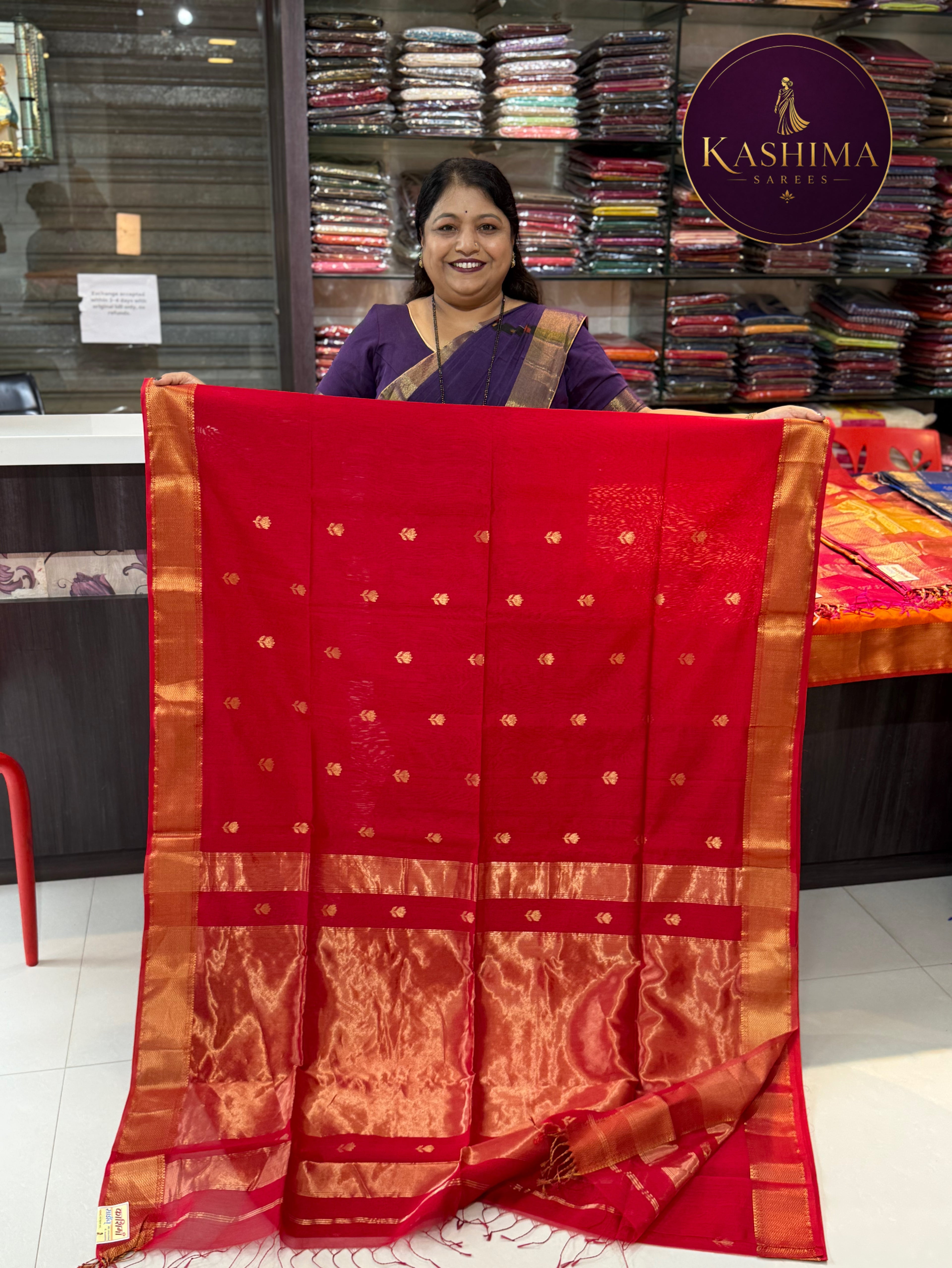 Kaml Butta Maheshwari Handloom Saree