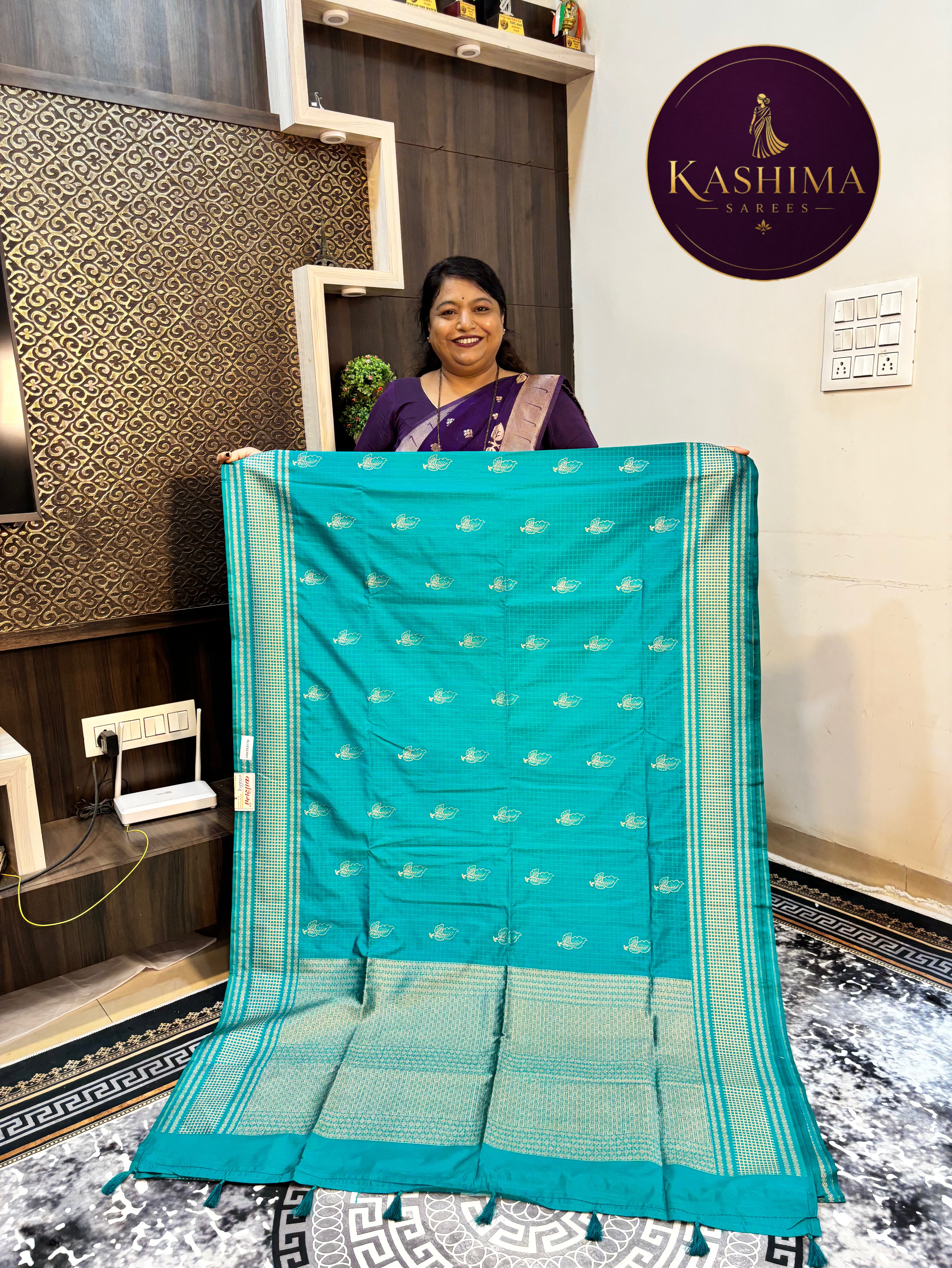 BAN-02 | Banarasi Zari Jute Leaves Butta Saree