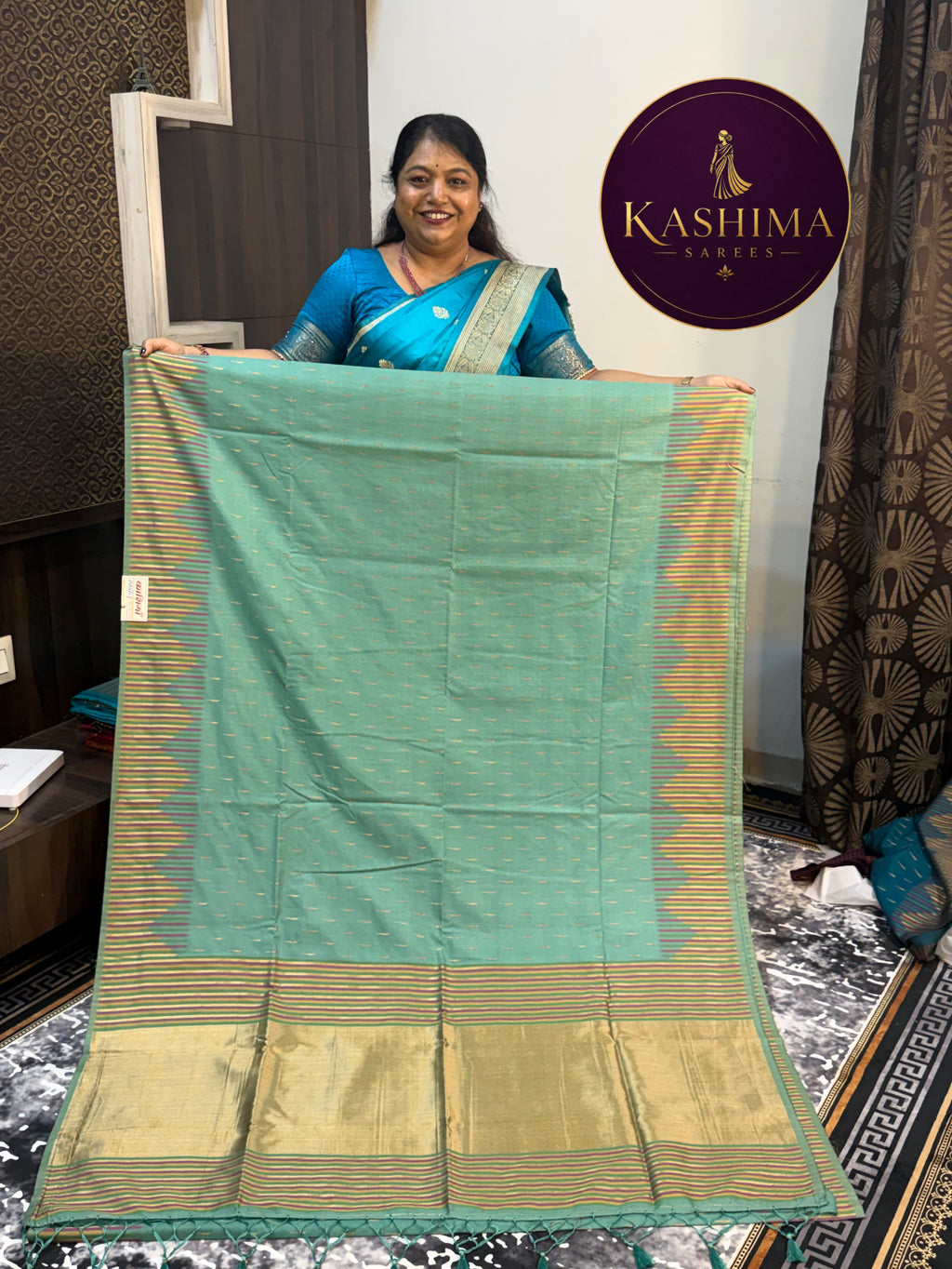 BAN-09 | Banarasi Lining Border Saree with Rich Pallu