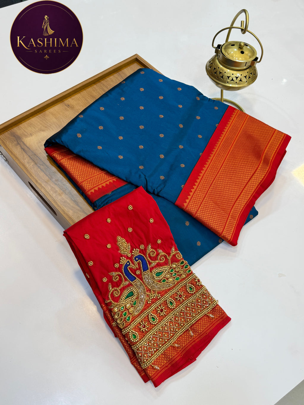 Kalanjali Paithani Silk Saree with Aari Work Silk Blouse