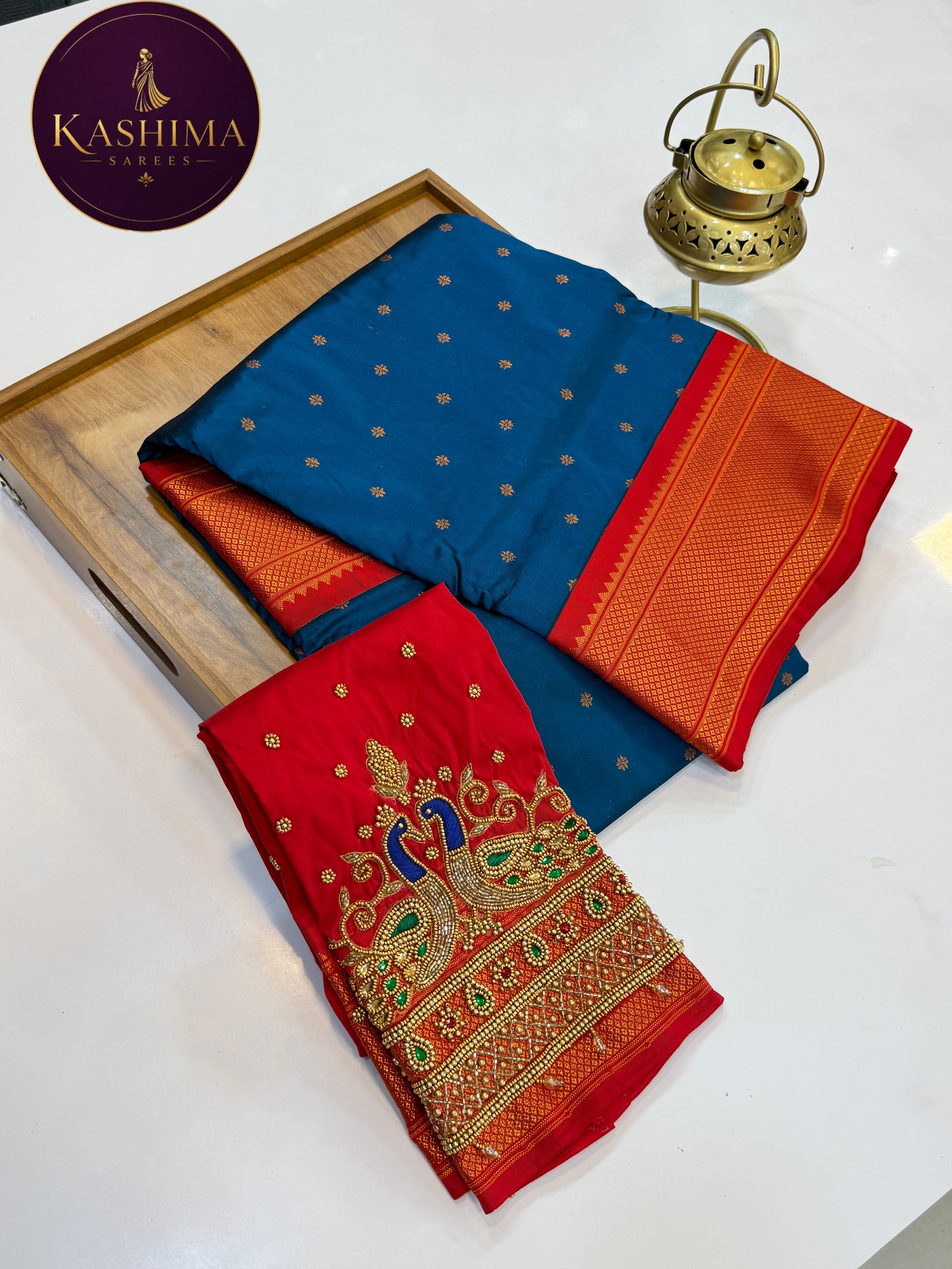 Kalanjali Paithani Silk Saree with Aari Work Silk Blouse