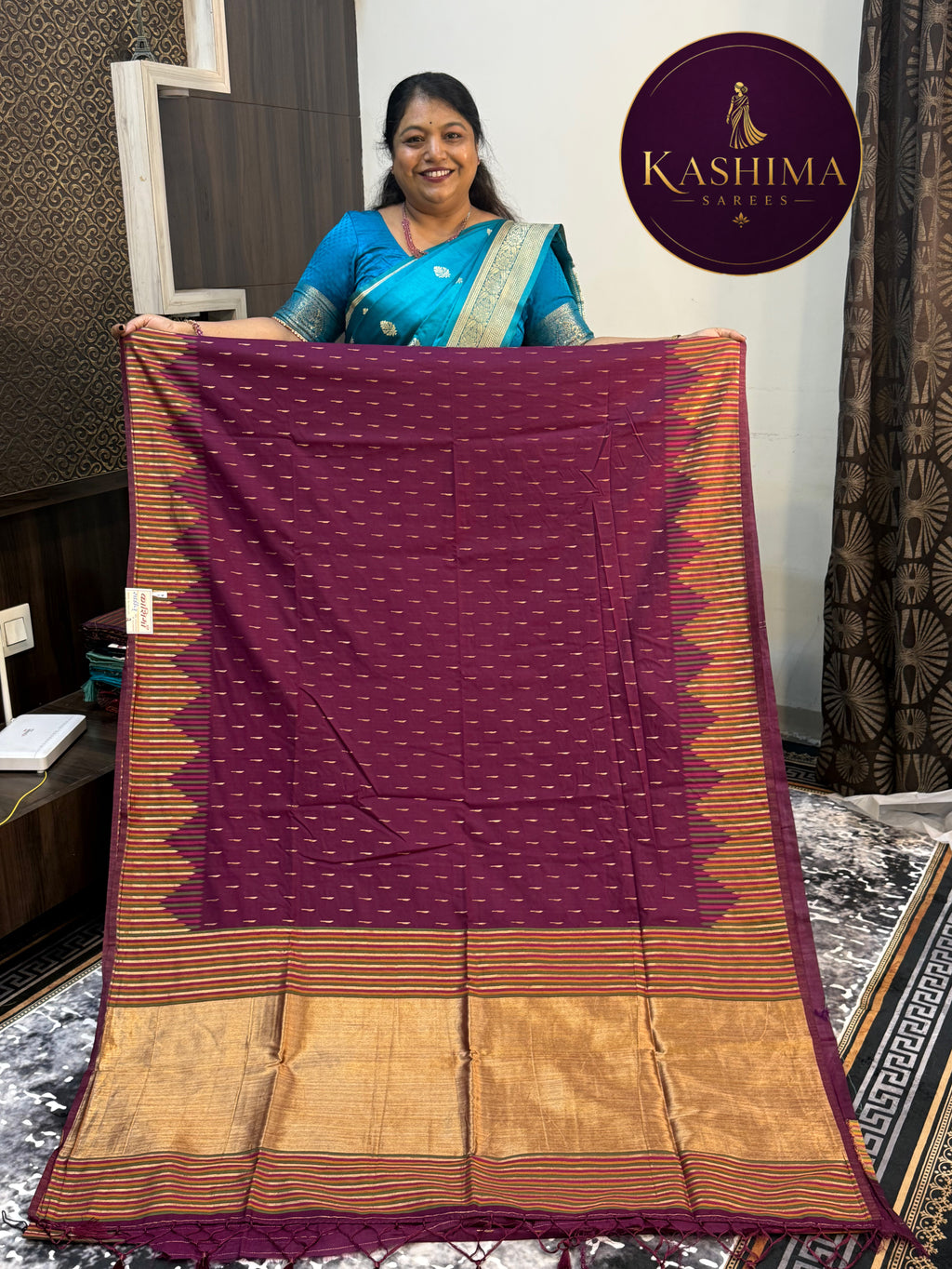 BAN-09 | Banarasi Lining Border Saree with Rich Pallu