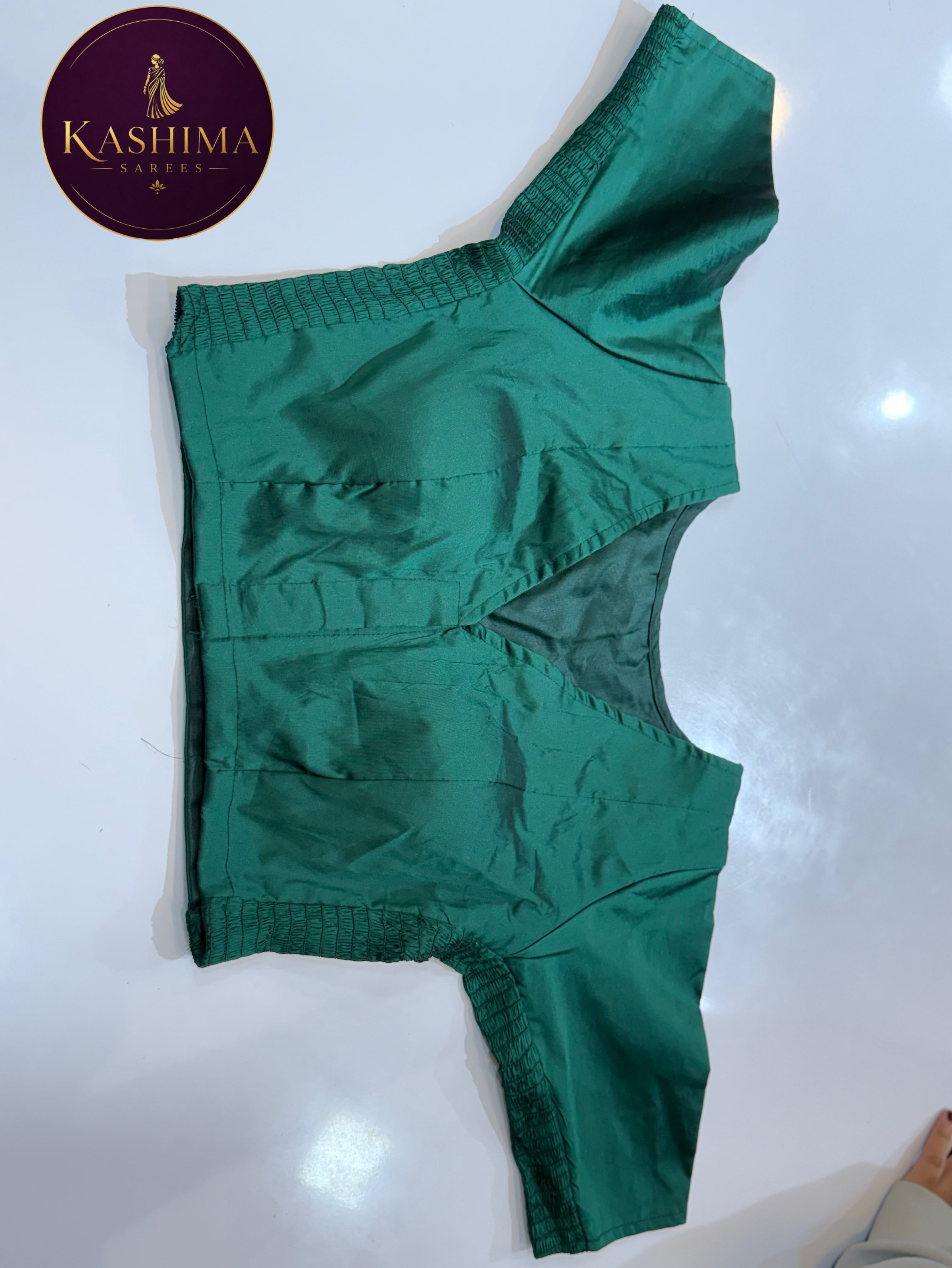 Plain Stretchable Padded Blouse – Dark Green