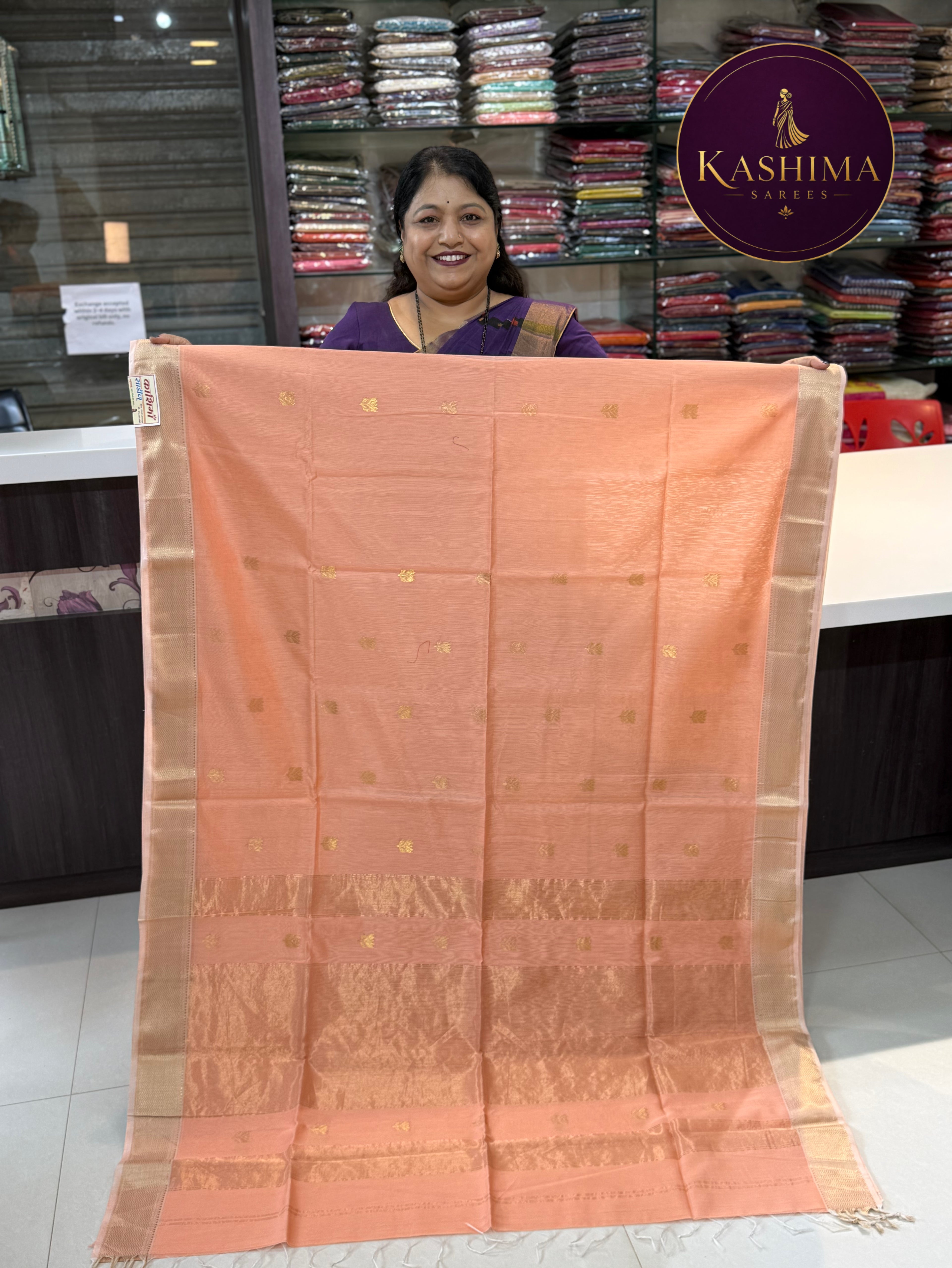 Kaml Butta Maheshwari Handloom Saree