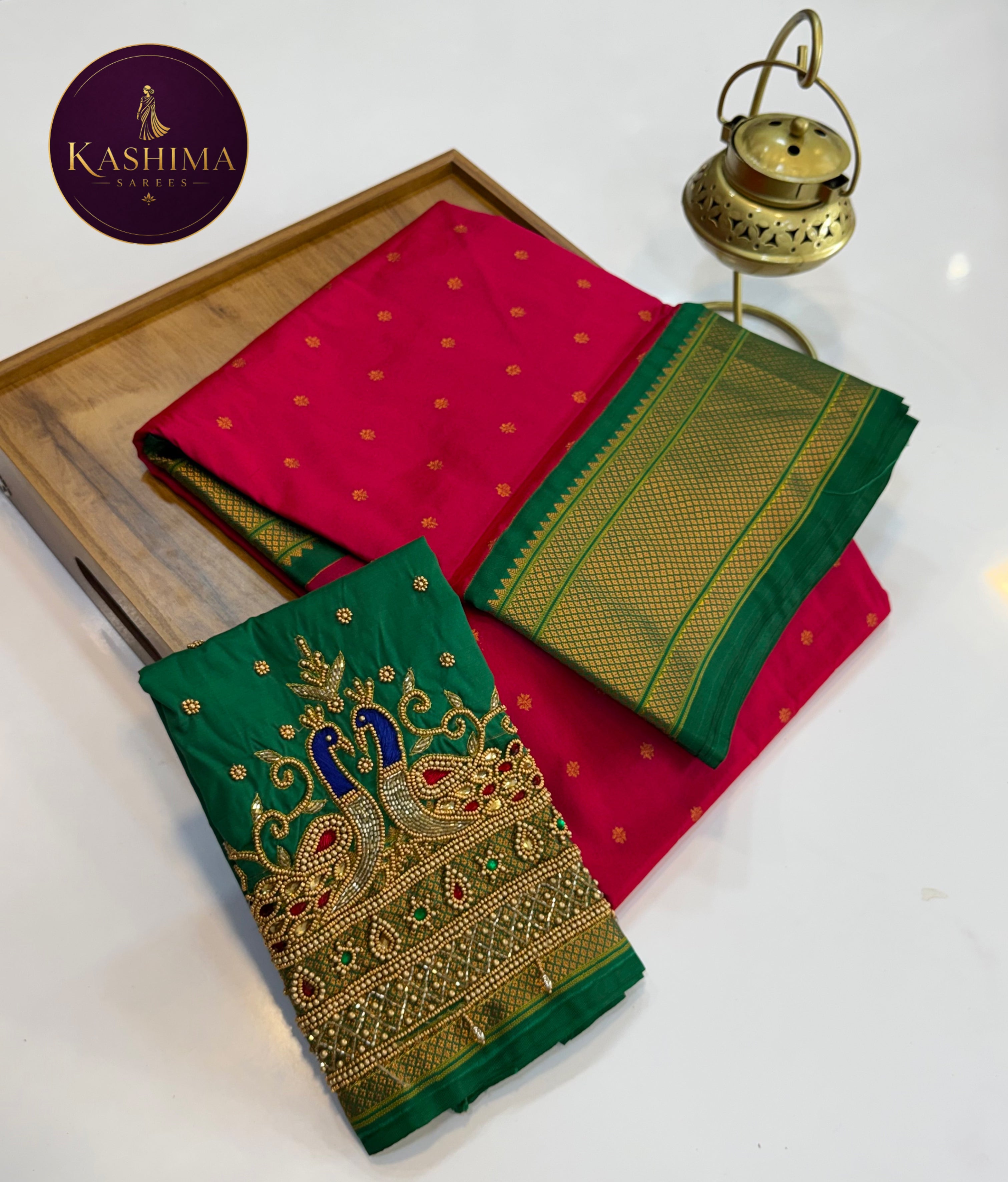 Kalanjali Paithani Silk Saree with Aari Work Silk Blouse